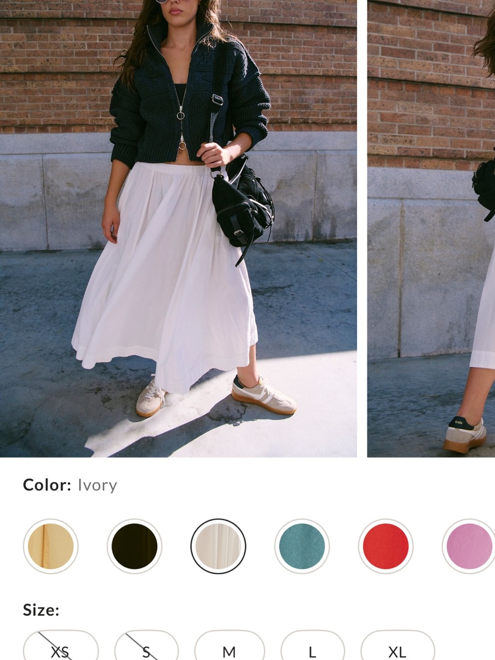 Ivory Midi Skirt - Flowing Women's Ivory Skirt